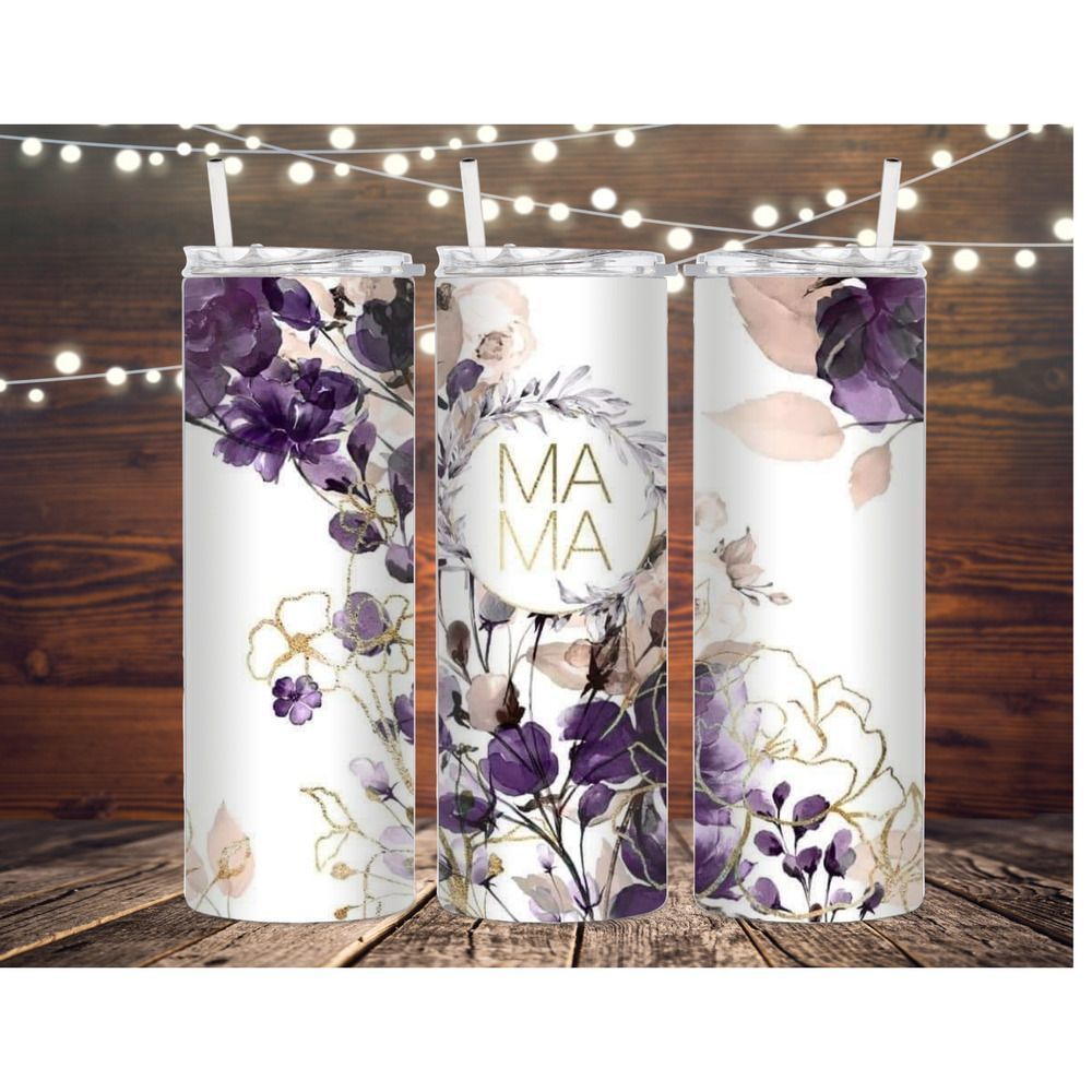 mama tumbler, momma tumbler, floral tumbler, floral momma tumbler